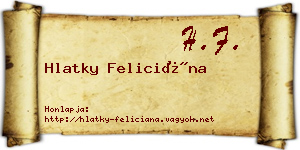 Hlatky Feliciána névjegykártya